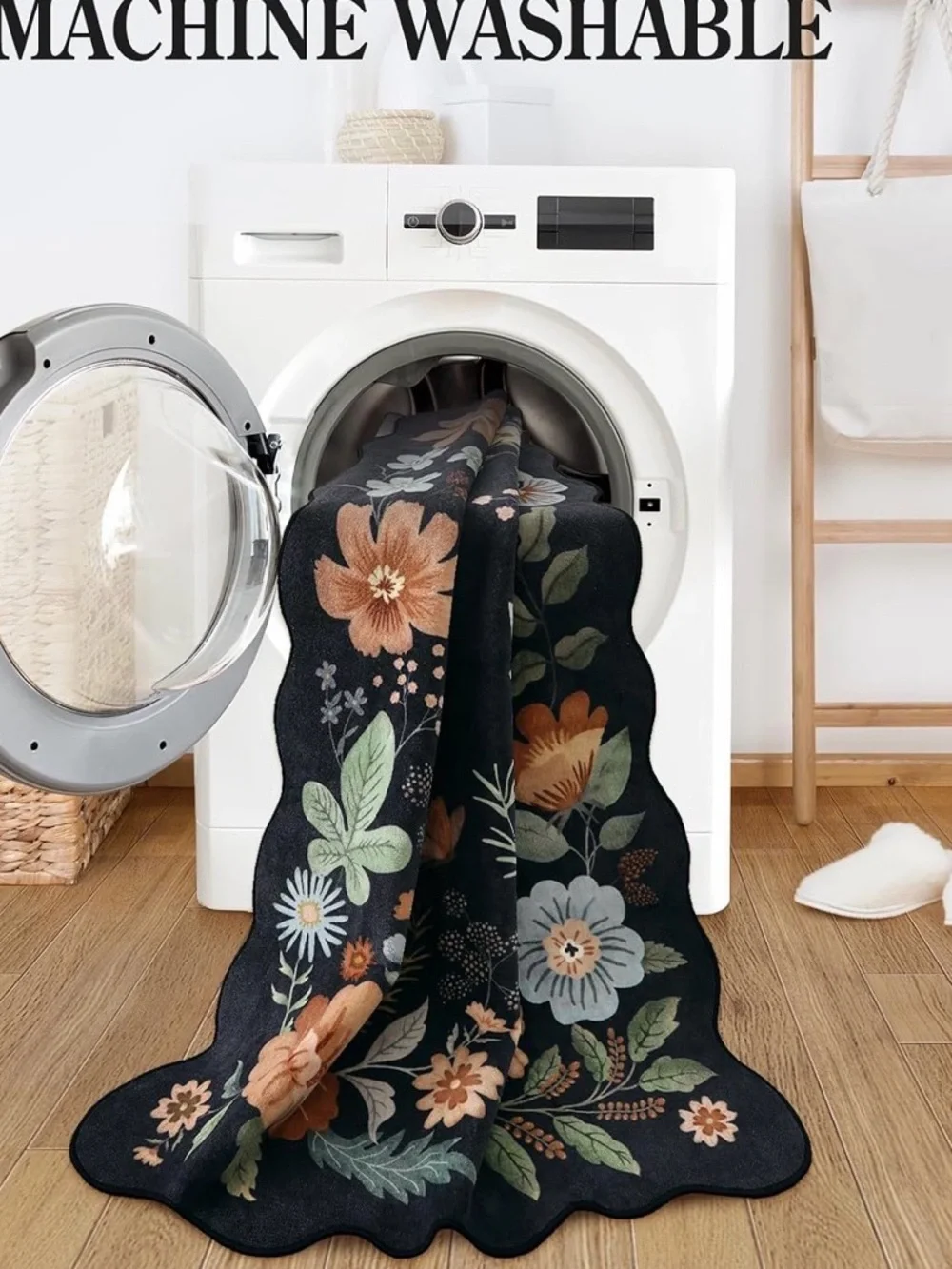 Lahome Floral Runner Rug for Hallways, 2'6''x8' Kitchen Runner Non Slip 055 - Picture 4 of 5